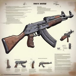 A highly detailed illustration of an apocalyptic AK-47