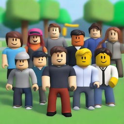 Create an image featuring characters in the style of Roblox