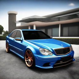 A redesigned Mercedes W202 with a tuning bodykit