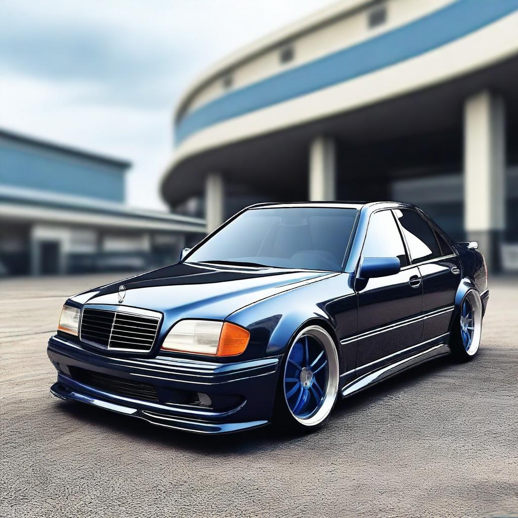 A redesign of the Mercedes W202 with a tuning bodykit