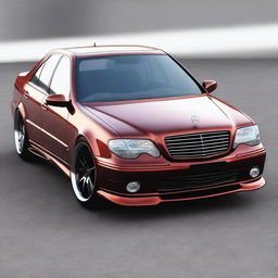 Create a redesign of the Mercedes W202 with a tuning bodykit