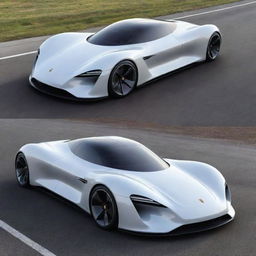 A futurist version of a Porsche car, incorporating cutting-edge technology, a sleek aerodynamic structure, and sustainable energy systems.