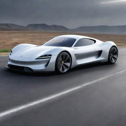 A futurist version of a Porsche car, incorporating cutting-edge technology, a sleek aerodynamic structure, and sustainable energy systems.