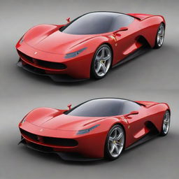 A futuristic concept of a Ferrari car, featuring advanced technology, streamlined aerodynamics, and innovative power systems.