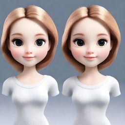 Create a 3D render of a face with doll-like features