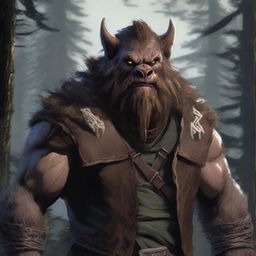 A detailed image of a bugbear wearing a rugged leather vest