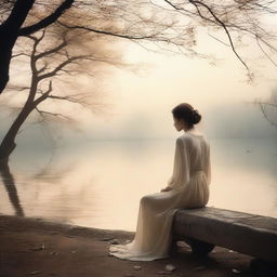 A serene and evocative scene depicting unspoken longings