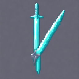 Create a detailed pixel art image of a diamond sword