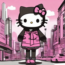 Create an image of Hello Kitty with a 'baddie' aesthetic