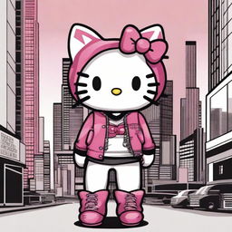 Create an image of Hello Kitty with a 'baddie' aesthetic