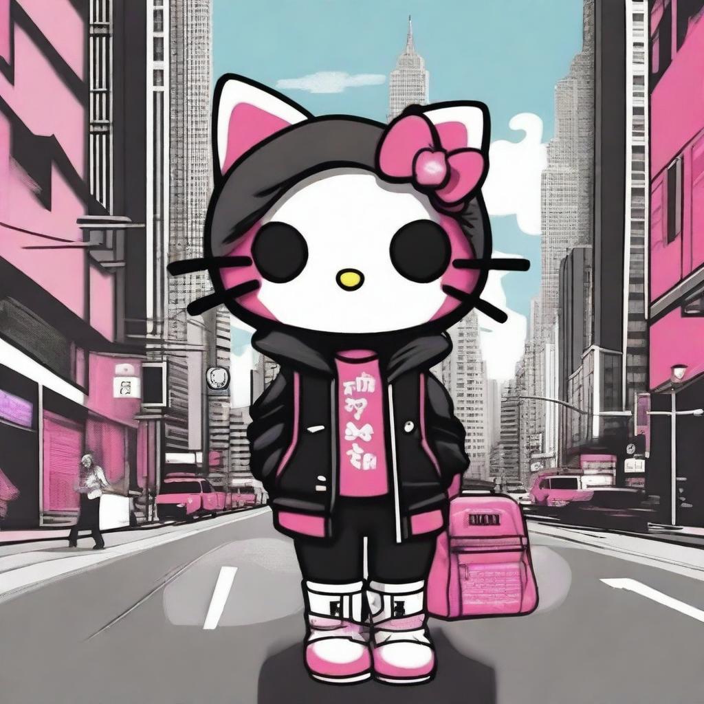 Create an image of Hello Kitty with a 'baddie' aesthetic