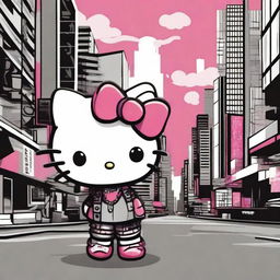 Create an image of Hello Kitty with a 'baddie' aesthetic