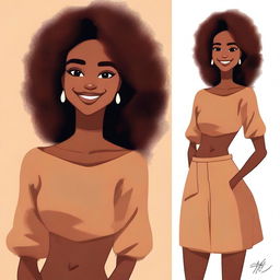 Create an image featuring a character with brown skin