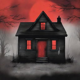 The cover features a dark and haunting illustration of an old, decrepit house with a red door