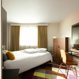 Comfortable, inviting room interior with trendy furniture layout, modern decor and balanced lighting.