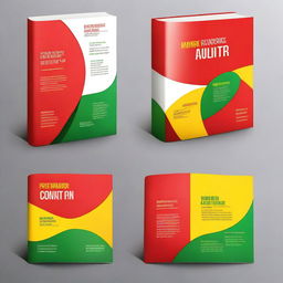 Create a book cover design using the colors red, yellow, and green prominently