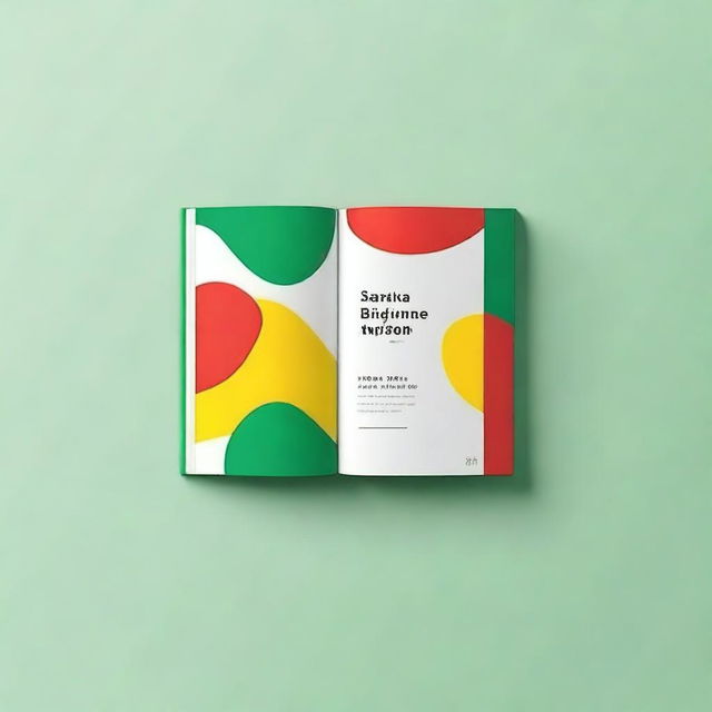 Create a minimalist book layout using the colors red, yellow, and green