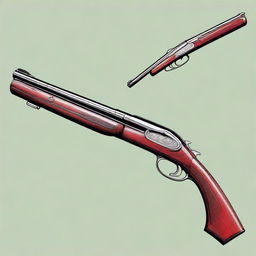 A detailed illustration of a classic shotgun