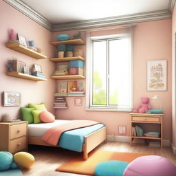 A detailed interior sketch of a children's bedroom