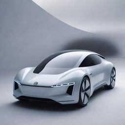 A futurist interpretation of a Volkswagen car, showcasing cutting-edge technology, fluidic aerodynamic design, and sustainable energy systems.