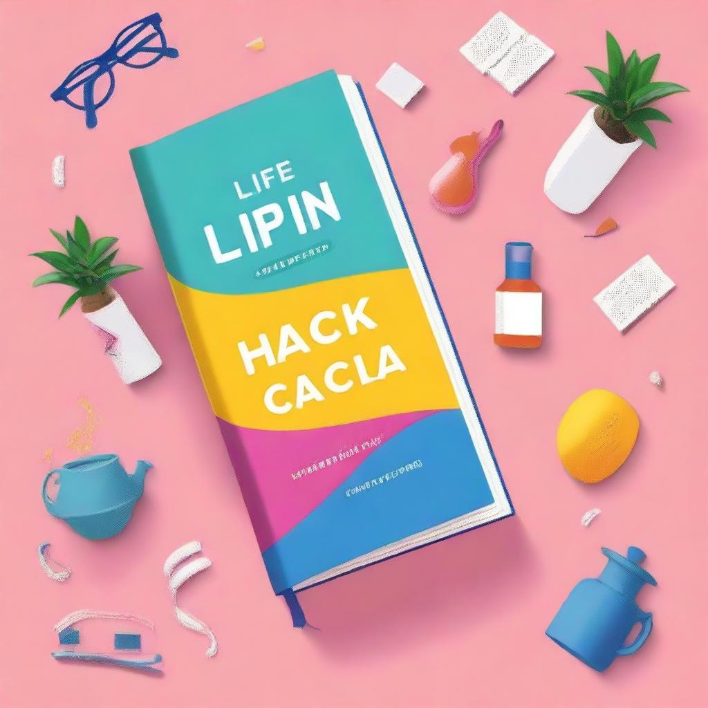 Create a book cover with the title 'Life Hack: Tips dan Trik untuk Hidup Lebih Bermakna'