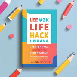 Create a book cover with the title 'Life Hack: Tips dan Trik untuk Hidup Lebih Bermakna'