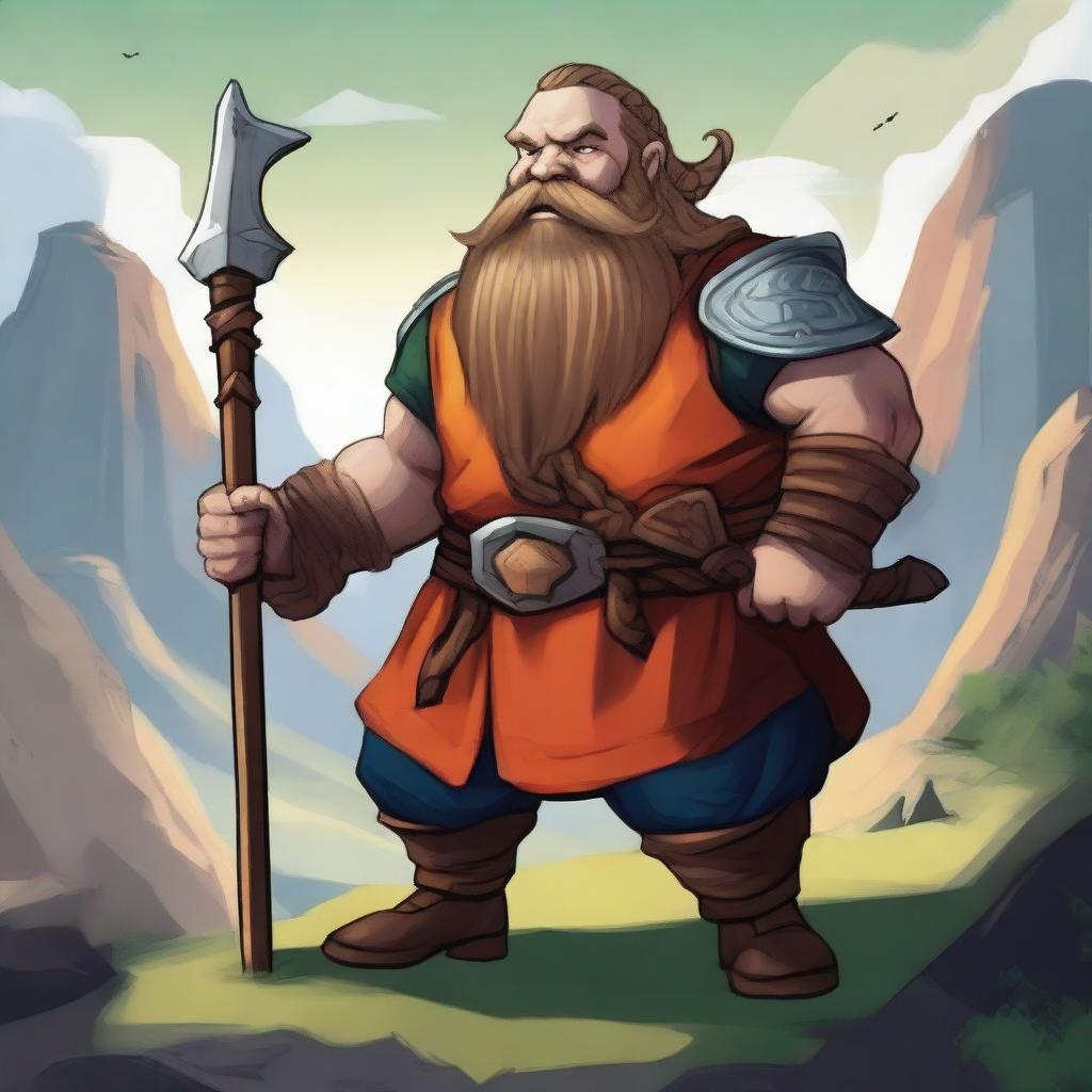 A detailed and vibrant illustration of a dwarf character