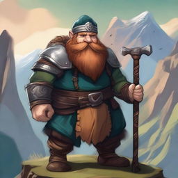 A detailed and vibrant illustration of a dwarf character