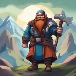 A detailed and vibrant illustration of a dwarf character