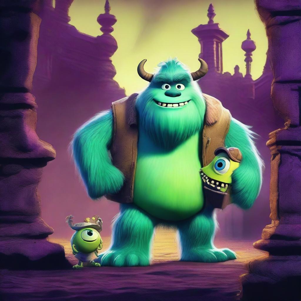 Monsters Inc characters reimagined as an 80s dark fantasy movie