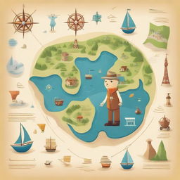 Create a whimsical and imaginative character inspired by a map