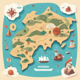 Create a whimsical and imaginative character inspired by a map