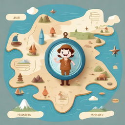 Create a whimsical and imaginative character inspired by a map