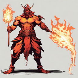 A Fire Elemental God wielding a sword made of fire