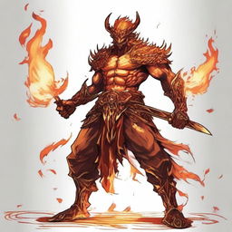 A Fire Elemental God wielding a sword made of fire