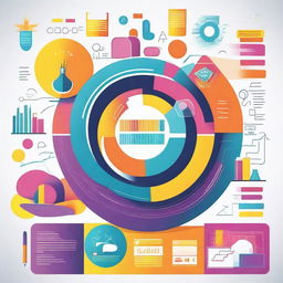 Create a vibrant and colorful image with the theme 'Designing the Future of Education: Innovation, Universal Design for Learning, and Multimodality'