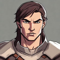 A portrait image of a Dungeons & Dragons character, a human male fighter