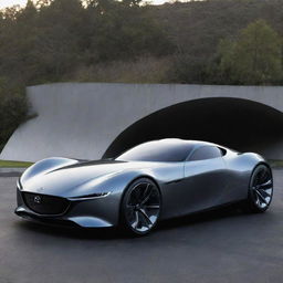 An advanced future concept of a Mazda car, integrating next-gen technology, aerodynamic styling, and sustainable power systems.