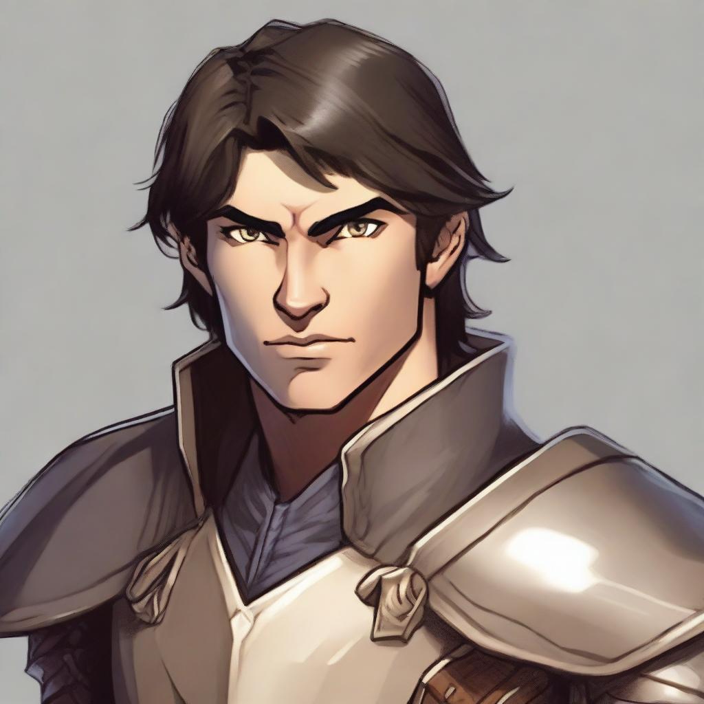 A portrait image of a Dungeons & Dragons character, a human male fighter