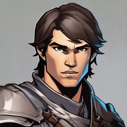 A portrait image of a Dungeons & Dragons character, a human male fighter