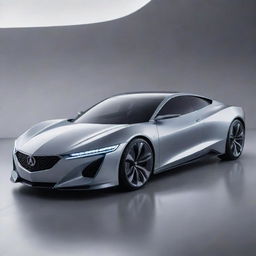 A futuristic depiction of an Acura car, representing state-of-the-art technology, sleek aerodynamic integrity, and advanced energy systems.