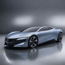 A futuristic depiction of an Acura car, representing state-of-the-art technology, sleek aerodynamic integrity, and advanced energy systems.