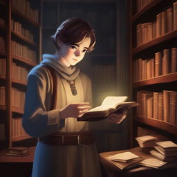 A captivating scene depicting a character holding a mysterious, ancient book with a glowing lock