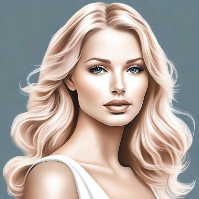 A detailed illustration of a person with blonde hair