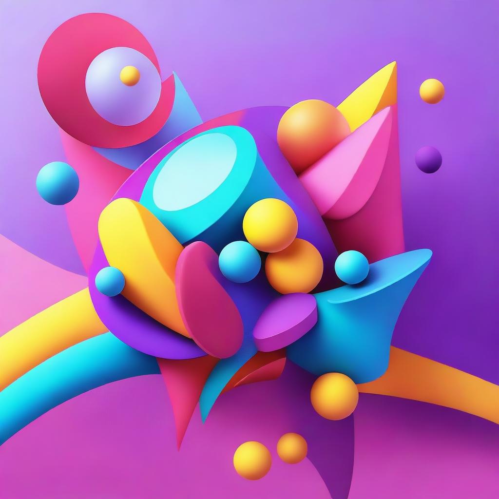 Create an abstract image with a theme of educational innovation in vibrant colors and 3D