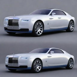 A concept of a futuristic Rolls-Royce car with high-tech features, sleek aerodynamics, and revolutionary energy systems.