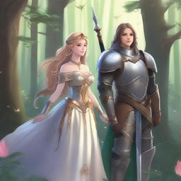 A beautiful princess standing next to her warrior girlfriend