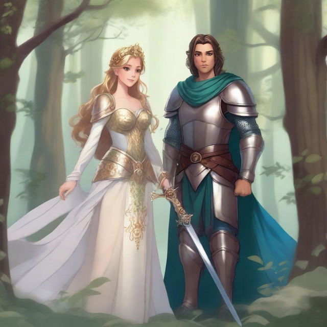 A beautiful princess standing next to her warrior girlfriend