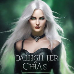 Create a dark fantasy book cover with the title 'Daughter of Chaos'