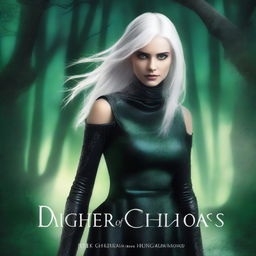 Create a dark fantasy book cover with the title 'Daughter of Chaos'